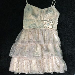 Tiered Champagne Homecoming Dress
